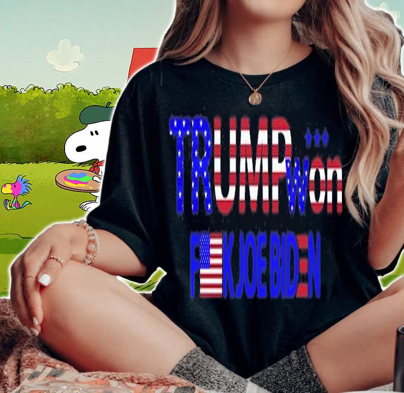 Trump Won Fk Biden USA Flag T-Shirt woman shirt