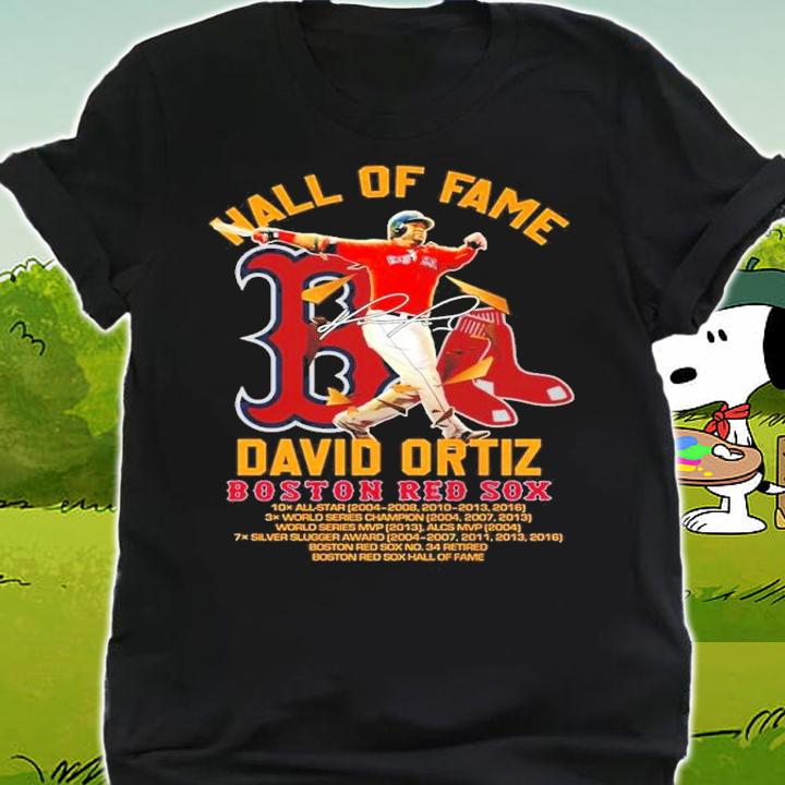 David Ortiz Boston Red Sox Hall Of Fame Signature t-shirt shirt