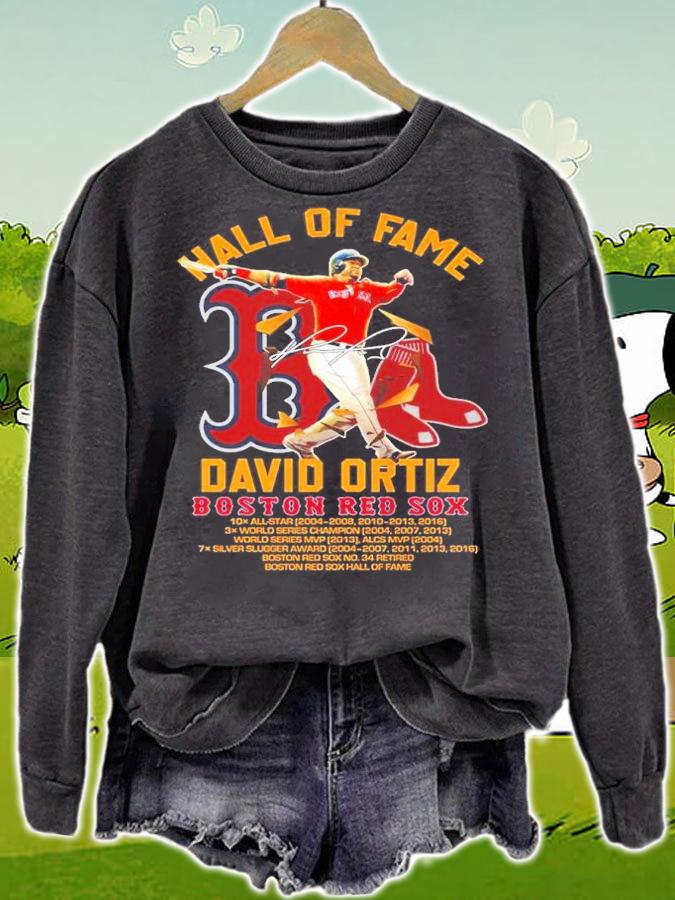 David Ortiz Boston Red Sox Hall Of Fame Signature t-shirt sweatshirt