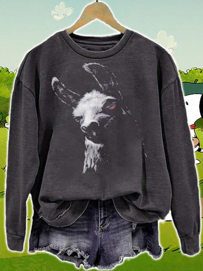 Llama Shirt Vintage Retro Style Alpaca Portrait Shirt sweatshirt