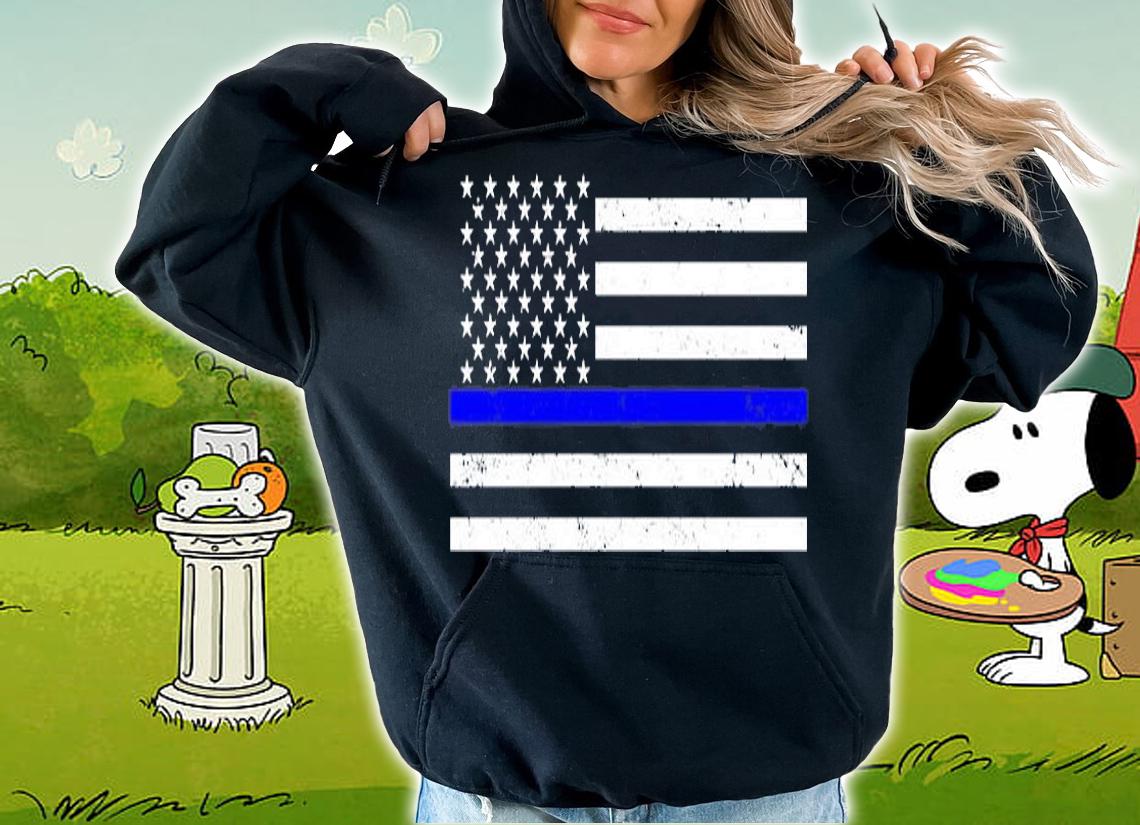 Thin Blue Line US Flag T-Shirt hoodie