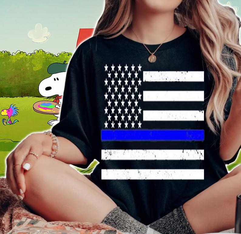 Thin Blue Line US Flag T-Shirt woman shirt