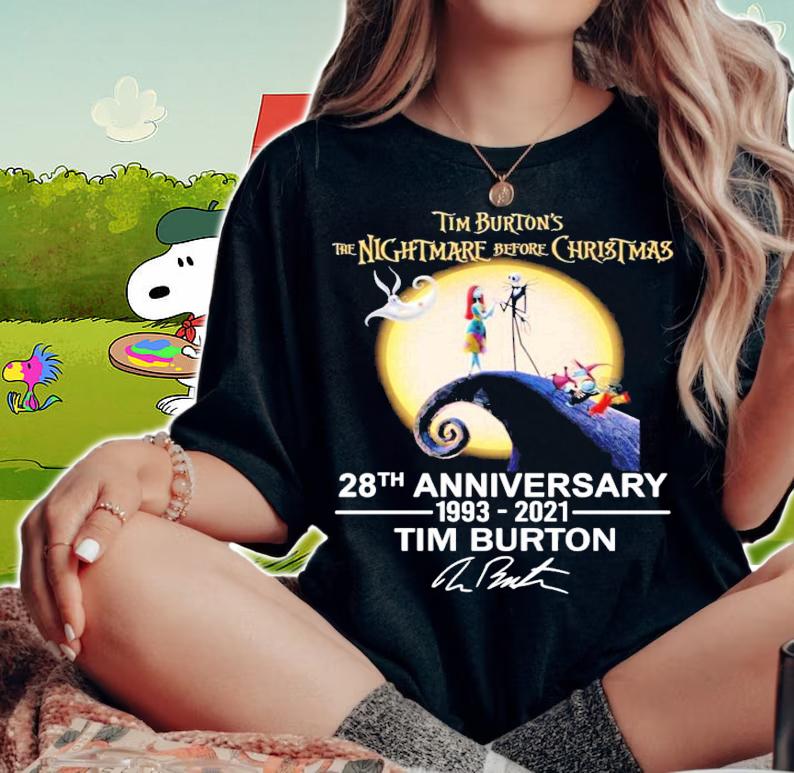 Tim Burton's The Nightmare Before Christmas 28th Anniversary 1993 2021 Signature t-shirt woman shirt