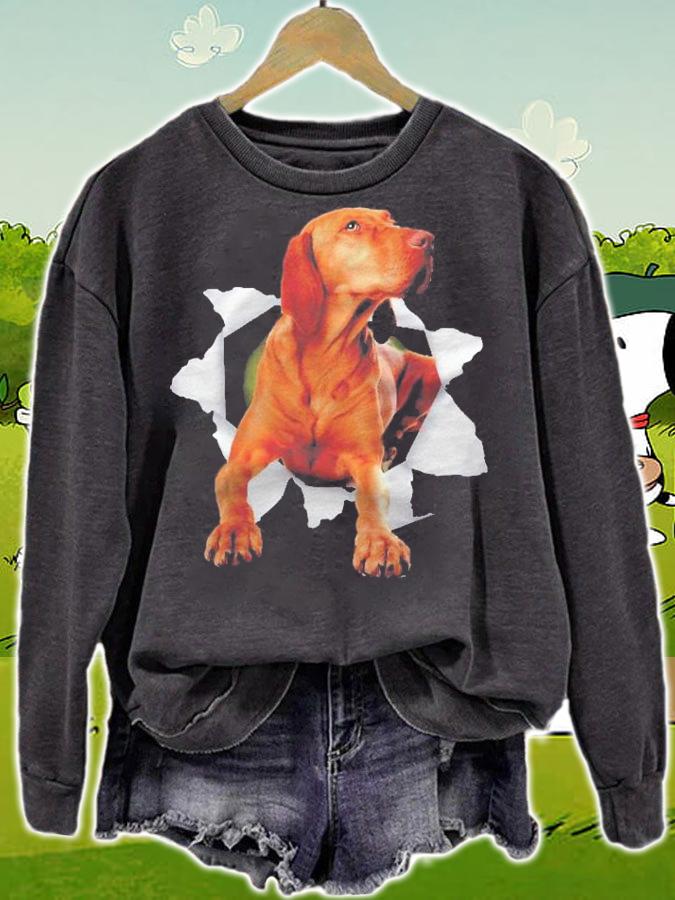 Vizsla Dog Breed Funny Dog Scratch Design  Dog Lover Gift Shirt sweatshirt
