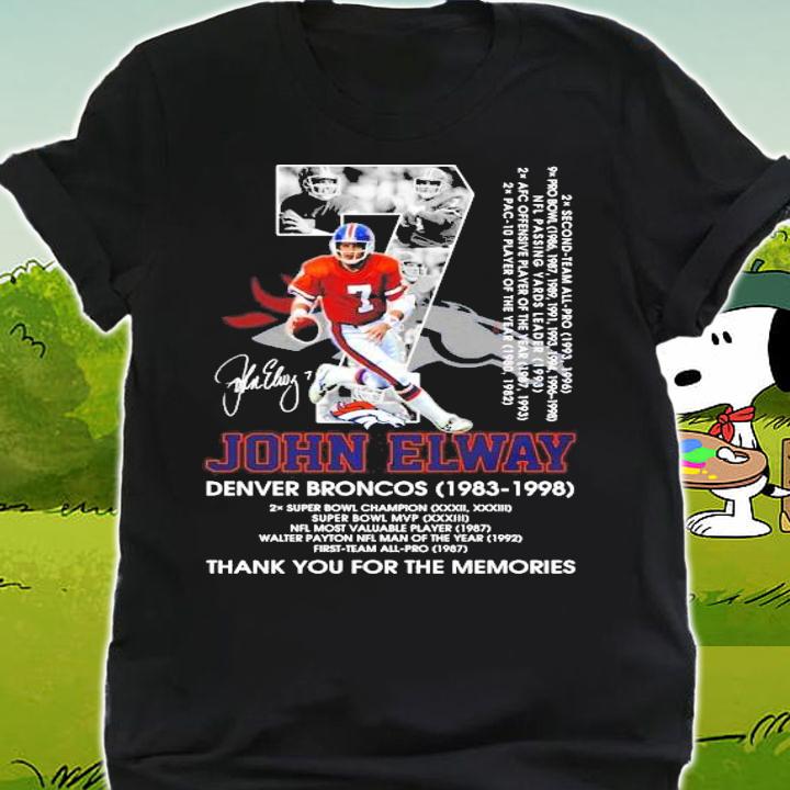 07 John Elway Denver Broncos 1983 1998 thank you foe the memories t-shirt shirt