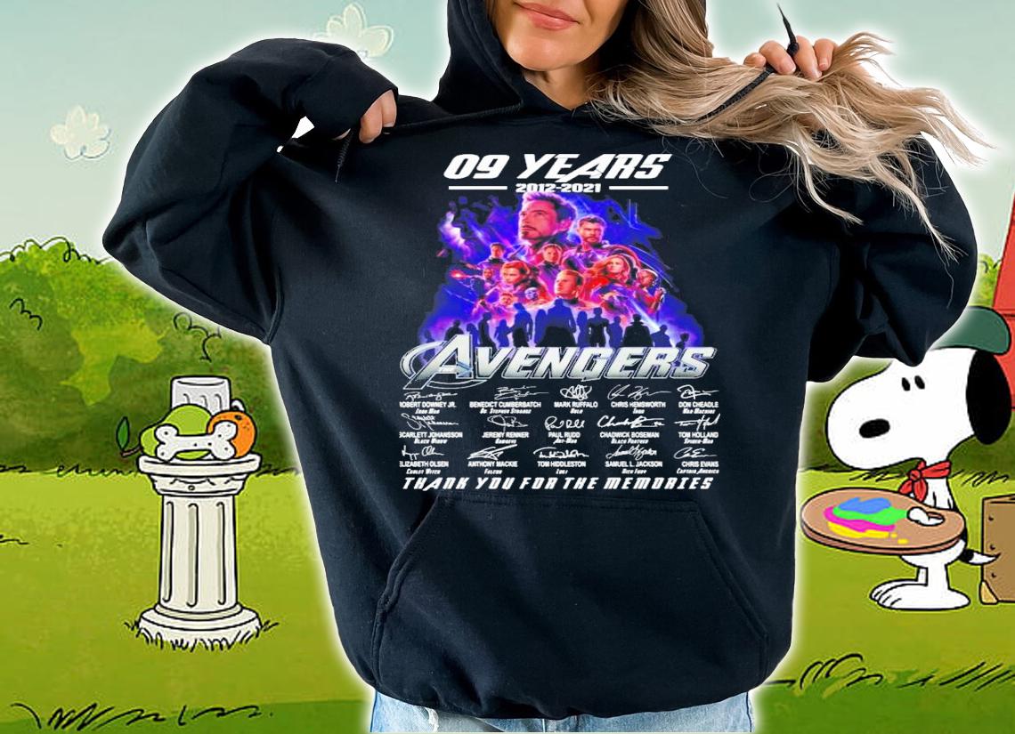 09 years 2012 2021 The Avengers thank you for the memories t-shirt hoodie