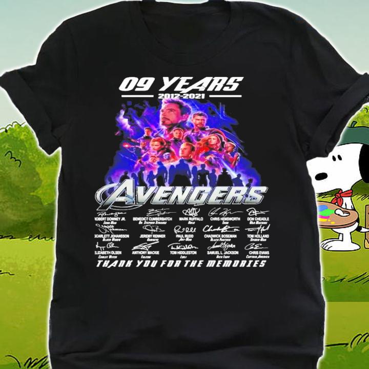 09 years 2012 2021 The Avengers thank you for the memories t-shirt shirt