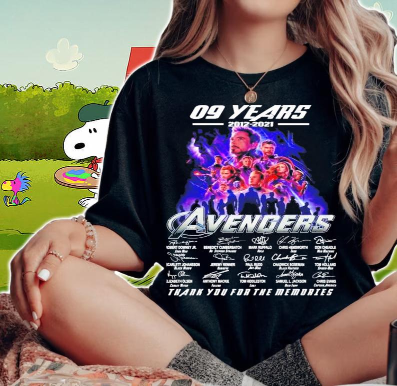 09 years 2012 2021 The Avengers thank you for the memories t-shirt woman shirt
