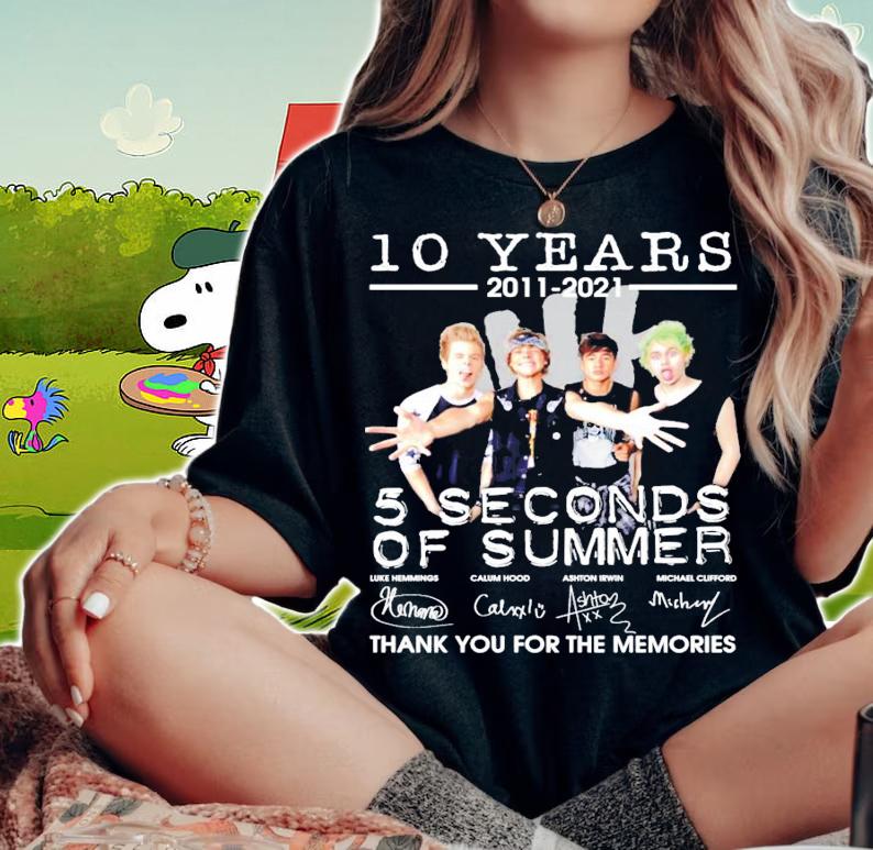 10 years 2011 2021 5 seconds of summer signature t-shirt woman shirt