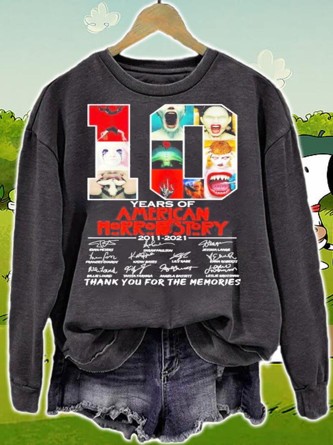 10 years of American Horror Story 2011 2021 signatures t-shirt sweatshirt