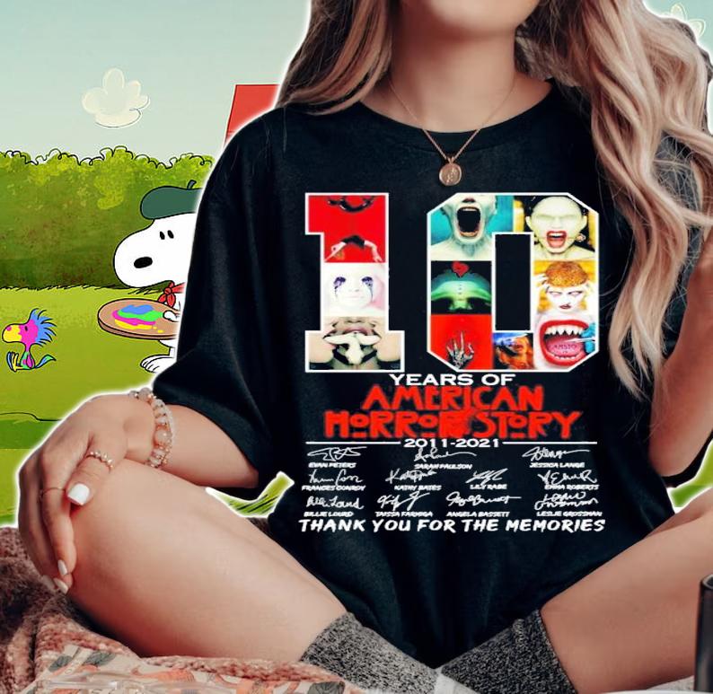 10 years of American Horror Story 2011 2021 signatures t-shirt woman shirt