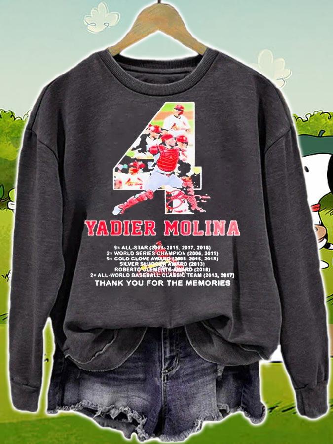 4 Yadier Molina St Louis Cardinals thank You for the memories signature t-shirt sweatshirt