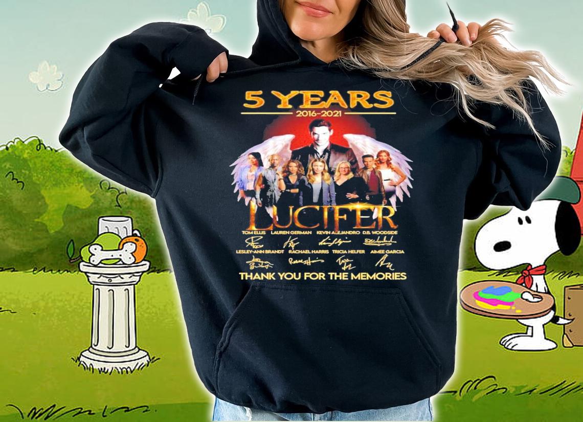 5 years 2016-2021 Lucifer signatures thank you for the memories t-shirt hoodie