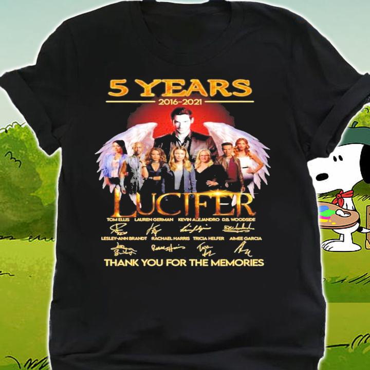 5 years 2016-2021 Lucifer signatures thank you for the memories t-shirt shirt