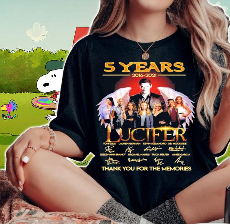 5 years 2016-2021 Lucifer signatures thank you for the memories t-shirt woman shirt
