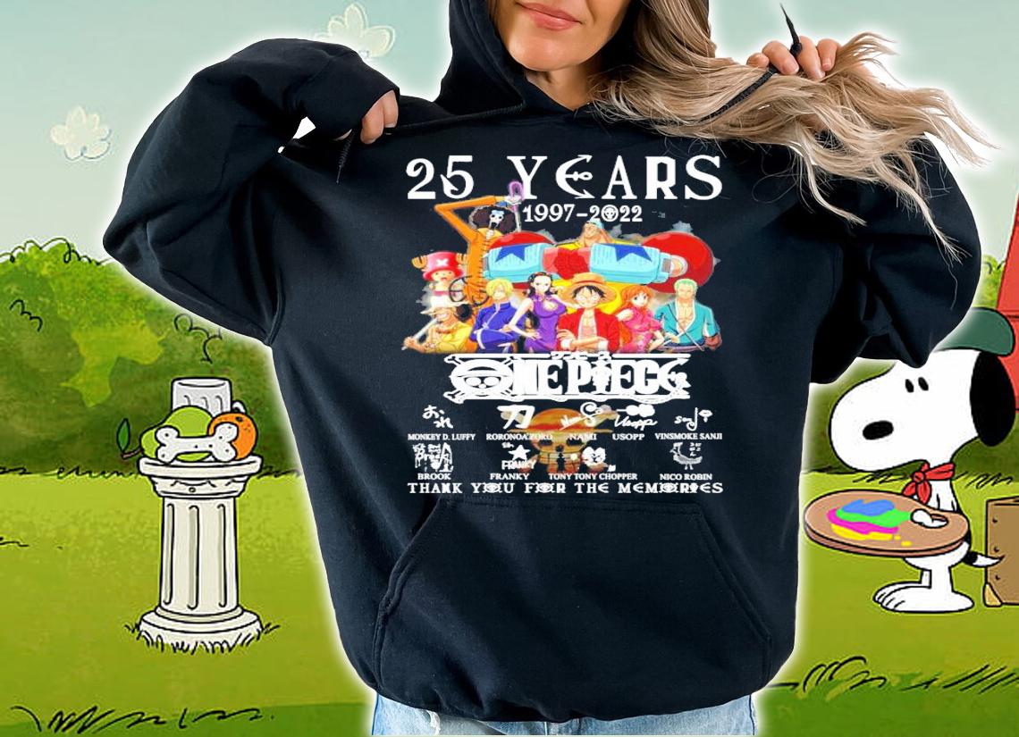 25 years 1997-2022 One Piece signatures t-shirt hoodie