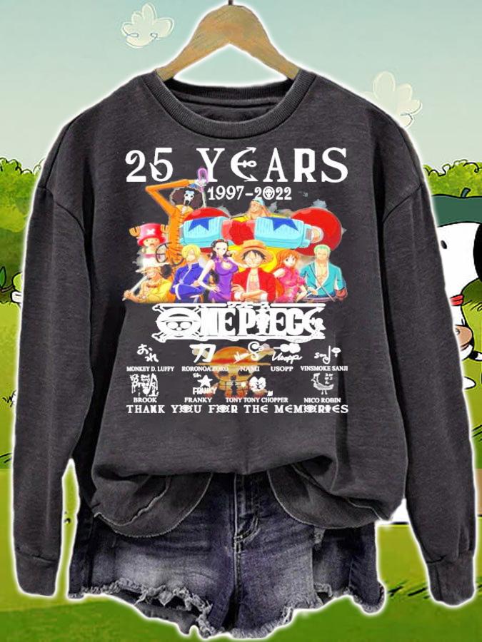 25 years 1997-2022 One Piece signatures t-shirt sweatshirt