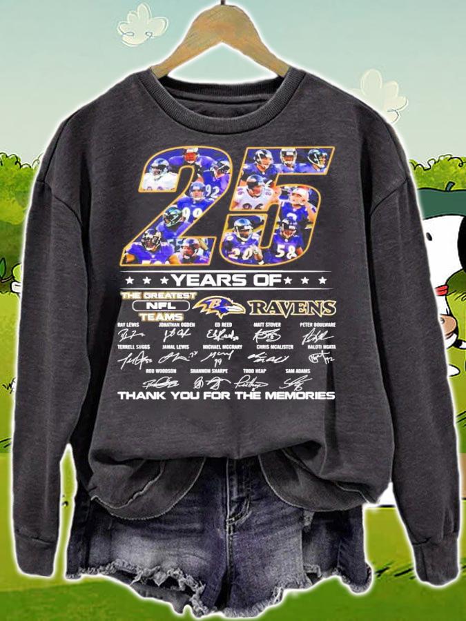 25 years of Baltimore Ravens signatures t-shirt sweatshirt