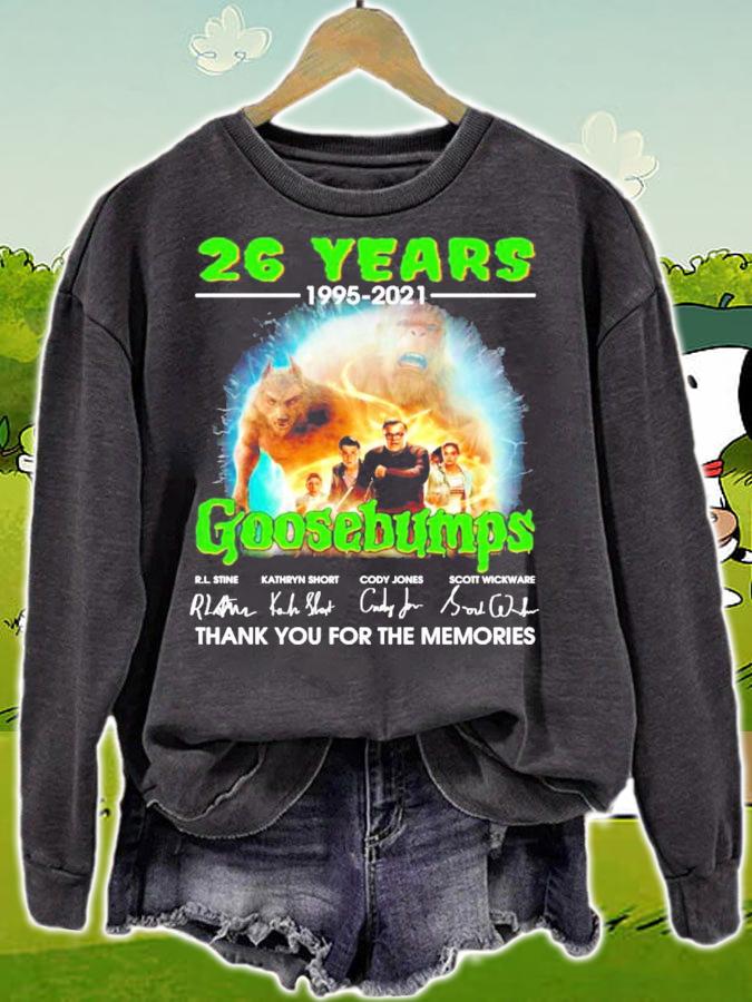 26 years 1995-2021 Goosebumps signatures t-shirt sweatshirt