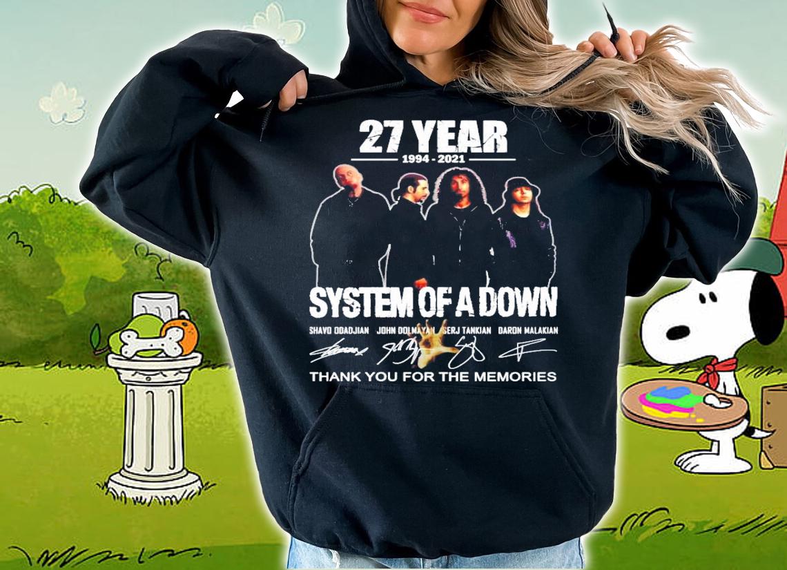 27 years 1994-2021 System Of A Down signatures t-shirt hoodie