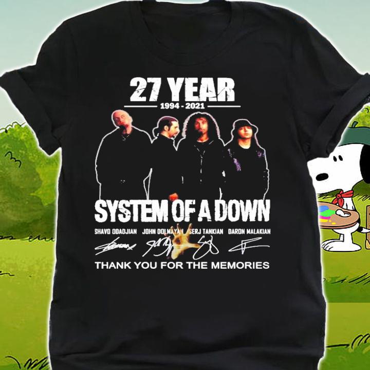 27 years 1994-2021 System Of A Down signatures t-shirt shirt