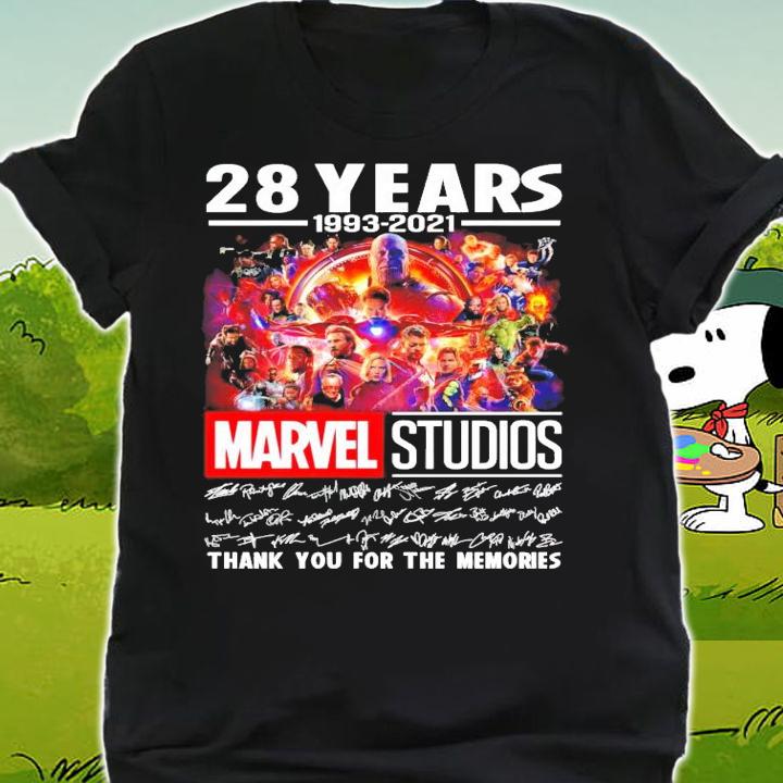 28 years 1993-2021 Marvel Studios signatures thank you for the memories t-shirt shirt