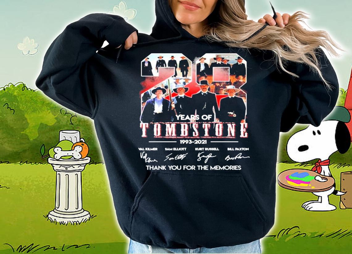 28 years Tombstone 1993-2021 signatures t-shirt hoodie