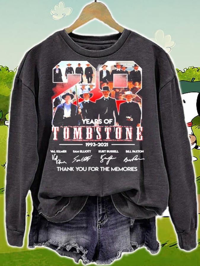 28 years Tombstone 1993-2021 signatures t-shirt sweatshirt