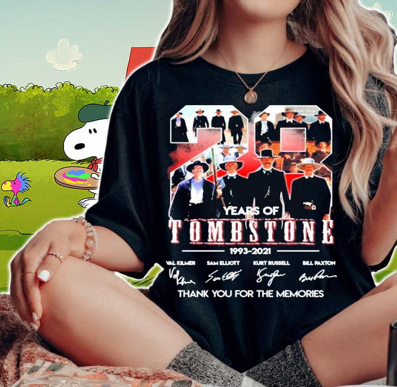 28 years Tombstone 1993-2021 signatures t-shirt woman shirt