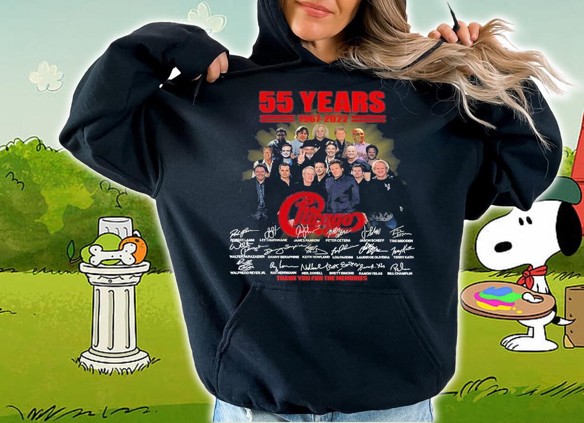 Chicago Band 55 Years 1967-2022 Thank You For The Memories Signatures T-Shirt hoodie