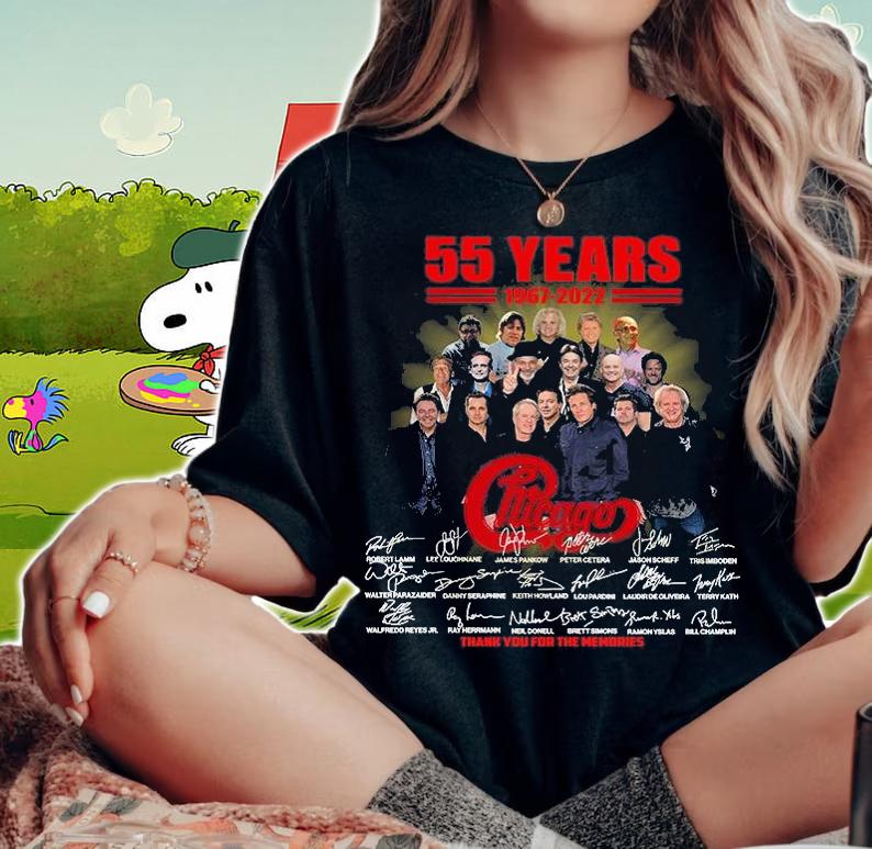 Chicago Band 55 Years 1967-2022 Thank You For The Memories Signatures T-Shirt woman shirt