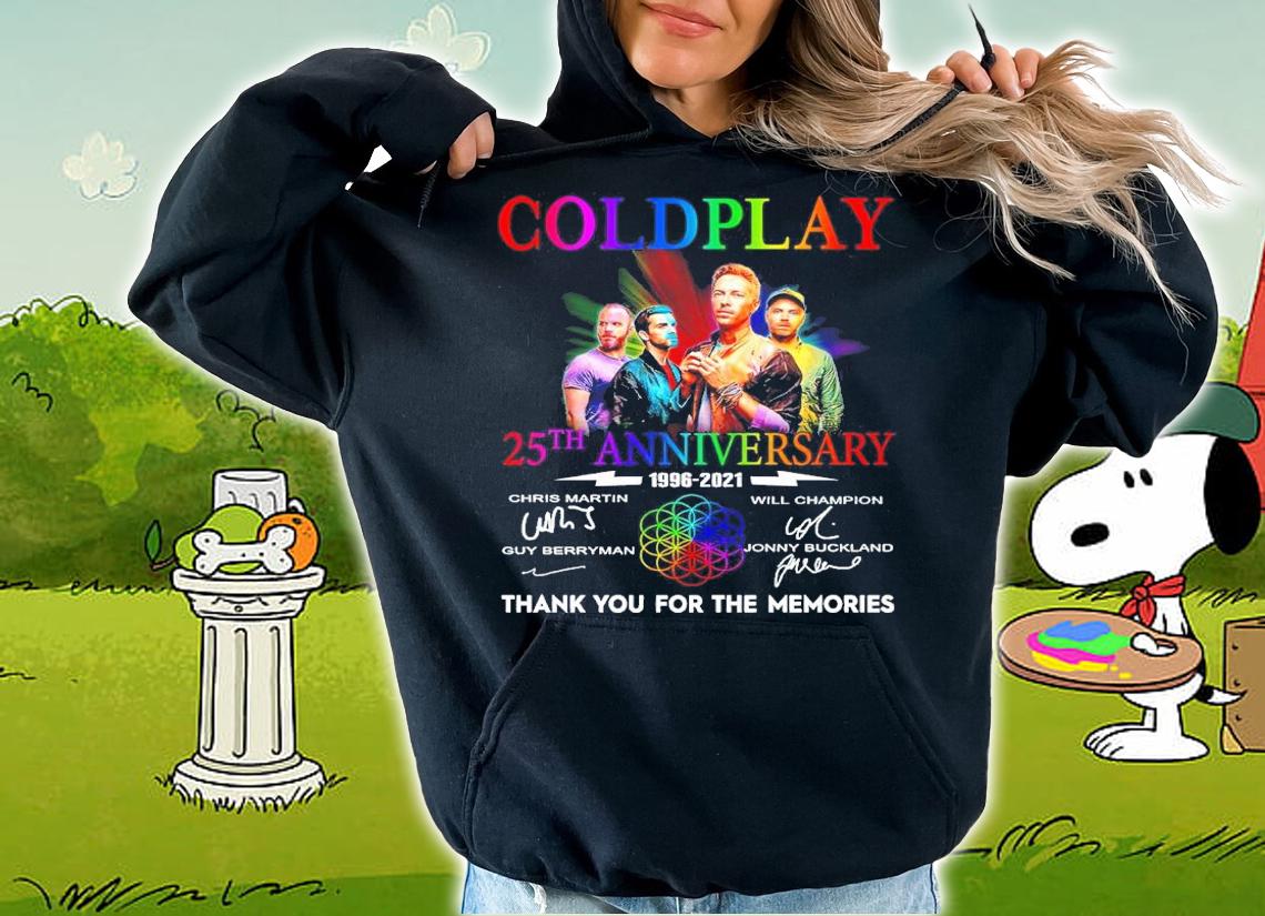 Coldplay 25th Anniversary 1996-2021 Signatures Thank You For The Memories Shirt hoodie