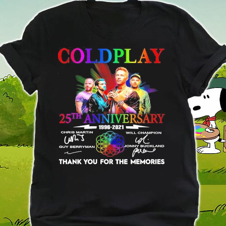 Coldplay 25th Anniversary 1996-2021 Signatures Thank You For The Memories Shirt shirt