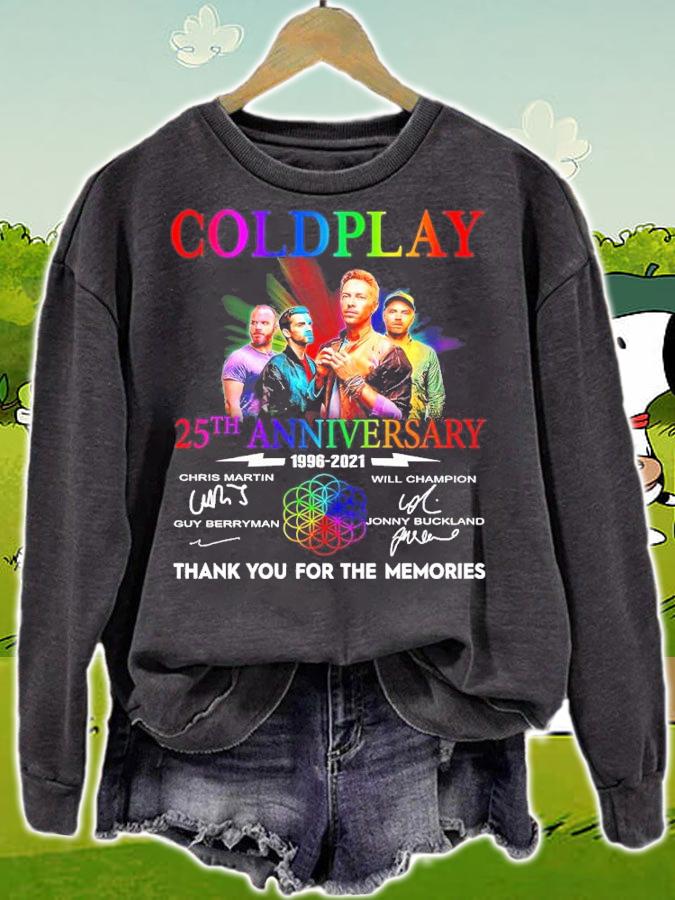 Coldplay 25th Anniversary 1996-2021 Signatures Thank You For The Memories Shirt sweatshirt
