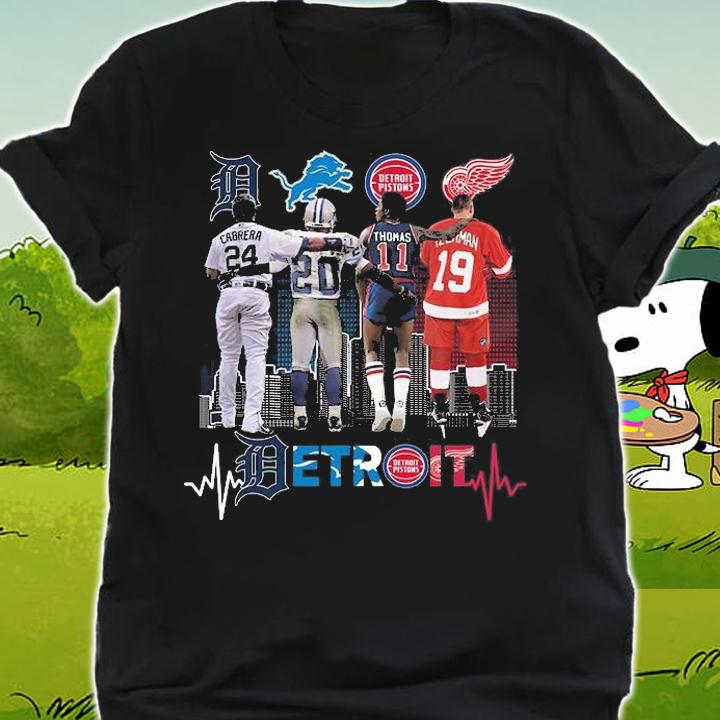 Detroit Miguel Cabrera Barry Sanders Isiah Thomas And Steve Yzerman Detroit Signatures T-Shirt shirt