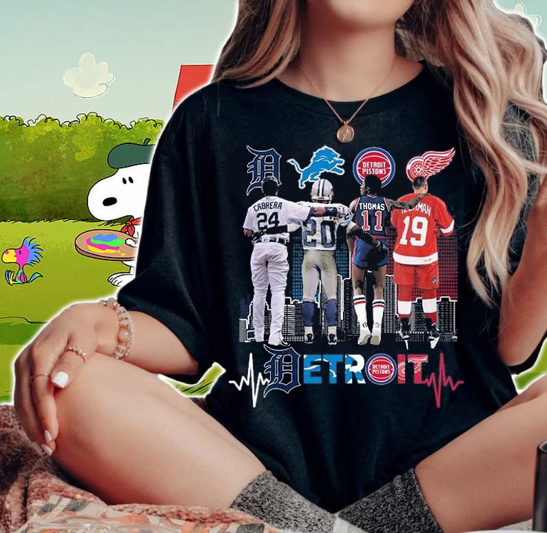 Detroit Miguel Cabrera Barry Sanders Isiah Thomas And Steve Yzerman Detroit Signatures T-Shirt woman shirt