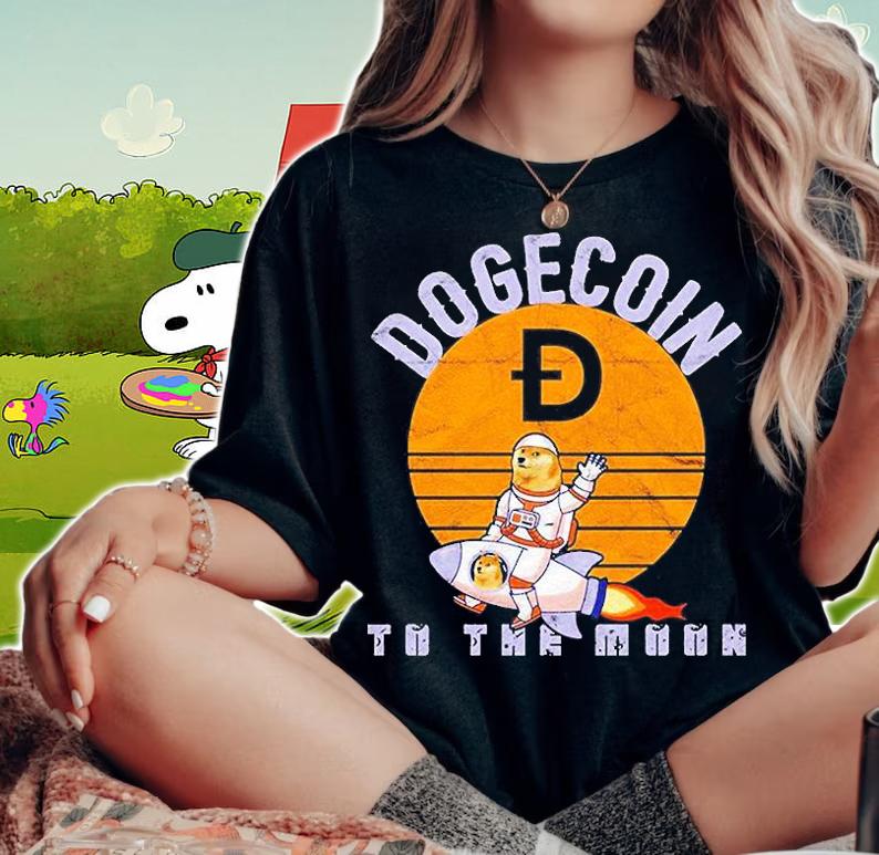 Dogecoin To The Moon Cryptocurrency T-Shirt woman shirt