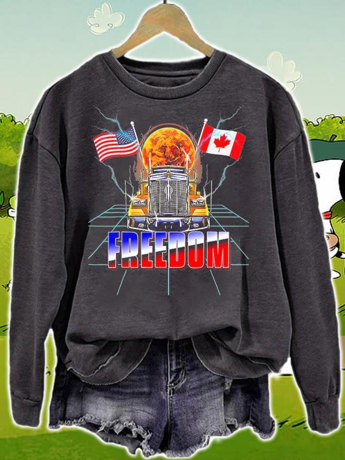 Freedom Convoy 2022 Canadian Truckers Support Flag Canada T-Shirt sweatshirt
