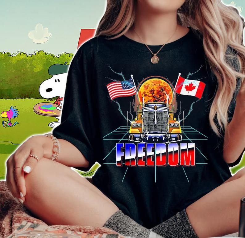 Freedom Convoy 2022 Canadian Truckers Support Flag Canada T-Shirt woman shirt