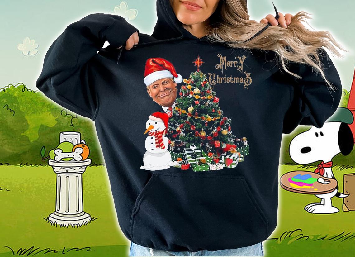 Funny Trump Wearing Santa Hat Merry Christmas Pajamas T-Shirt hoodie