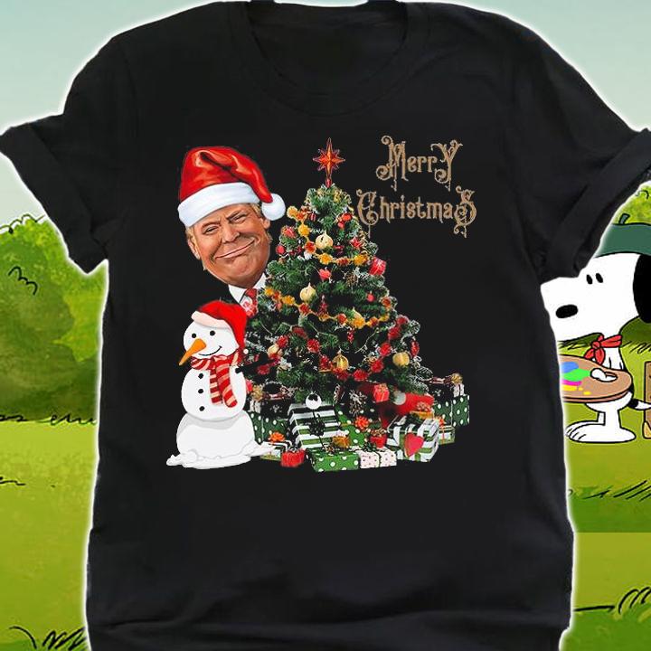 Funny Trump Wearing Santa Hat Merry Christmas Pajamas T-Shirt shirt