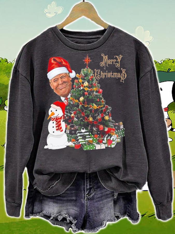 Funny Trump Wearing Santa Hat Merry Christmas Pajamas T-Shirt sweatshirt