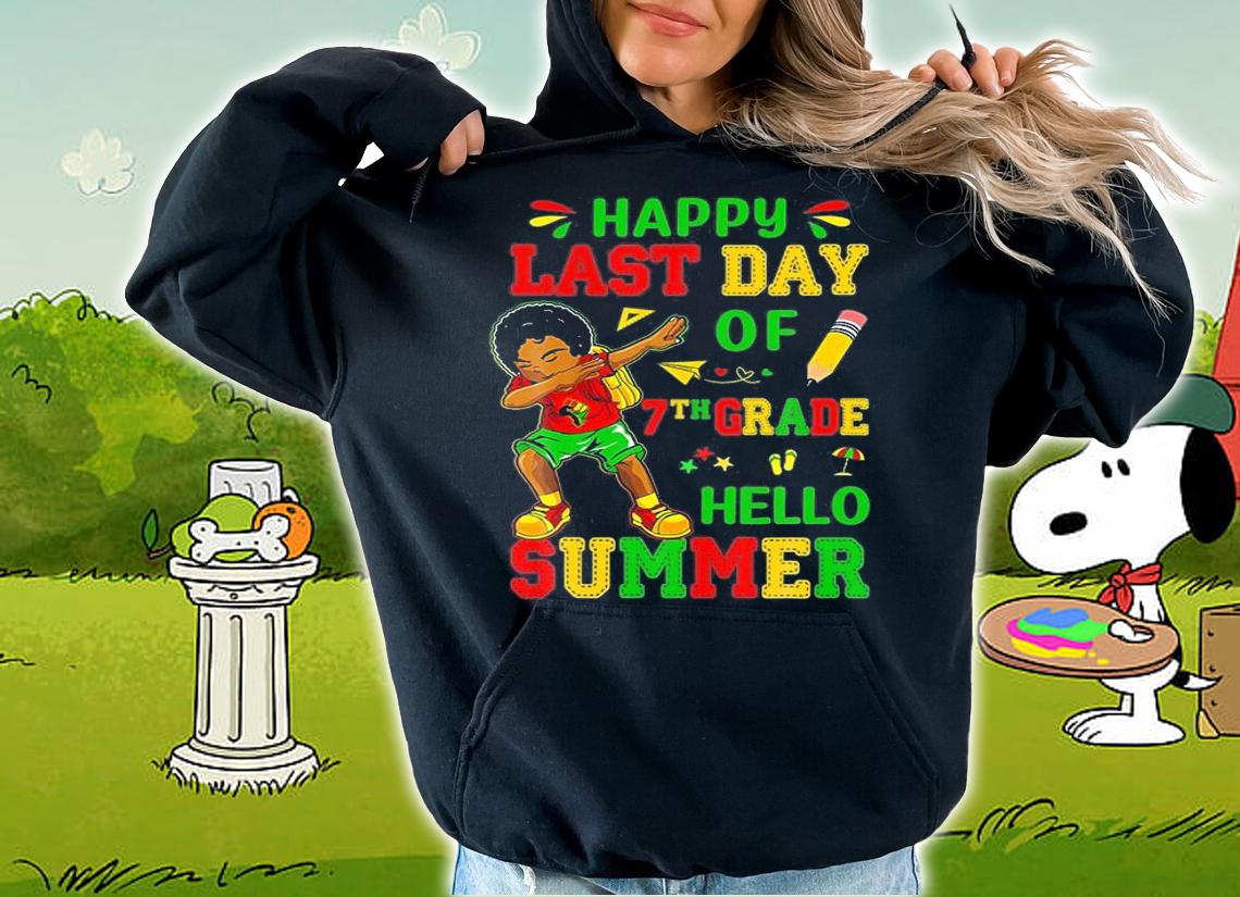 Happy Last Day Of 7Th Grade Dabbing Black Boys Juneteenth T-Shirt hoodie