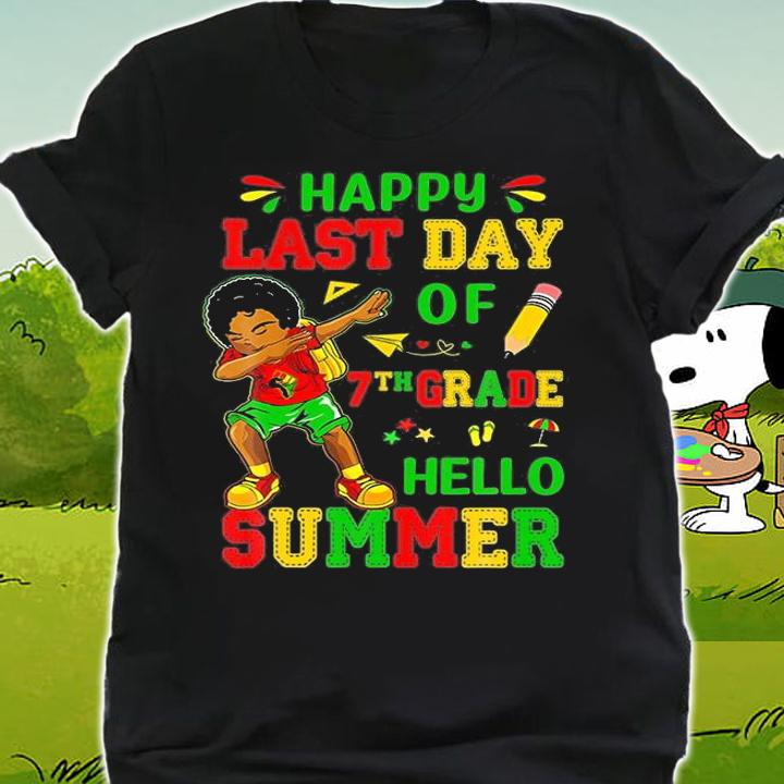 Happy Last Day Of 7Th Grade Dabbing Black Boys Juneteenth T-Shirt shirt