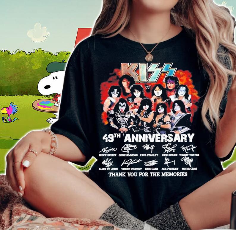 Kiss 49th Anniversary Signature Thank You For The Memories T-Shirt woman shirt