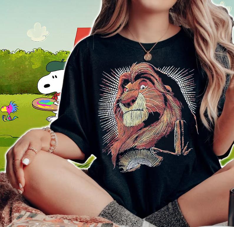 Lion King Mufasa Pride Rock Dot Art Retro Portrait Shirt woman shirt