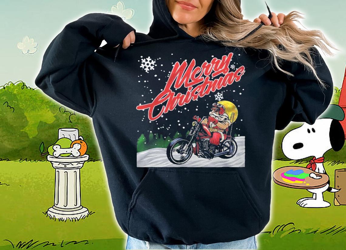 Merry Christmas Santa Motorcycle Chopper Shirt hoodie