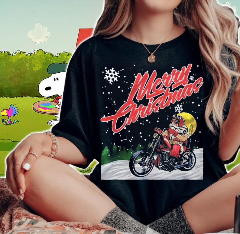 Merry Christmas Santa Motorcycle Chopper Shirt woman shirt