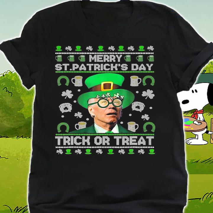 Merry St Patrick's Day Trick Or Treat Biden T-Shirt shirt