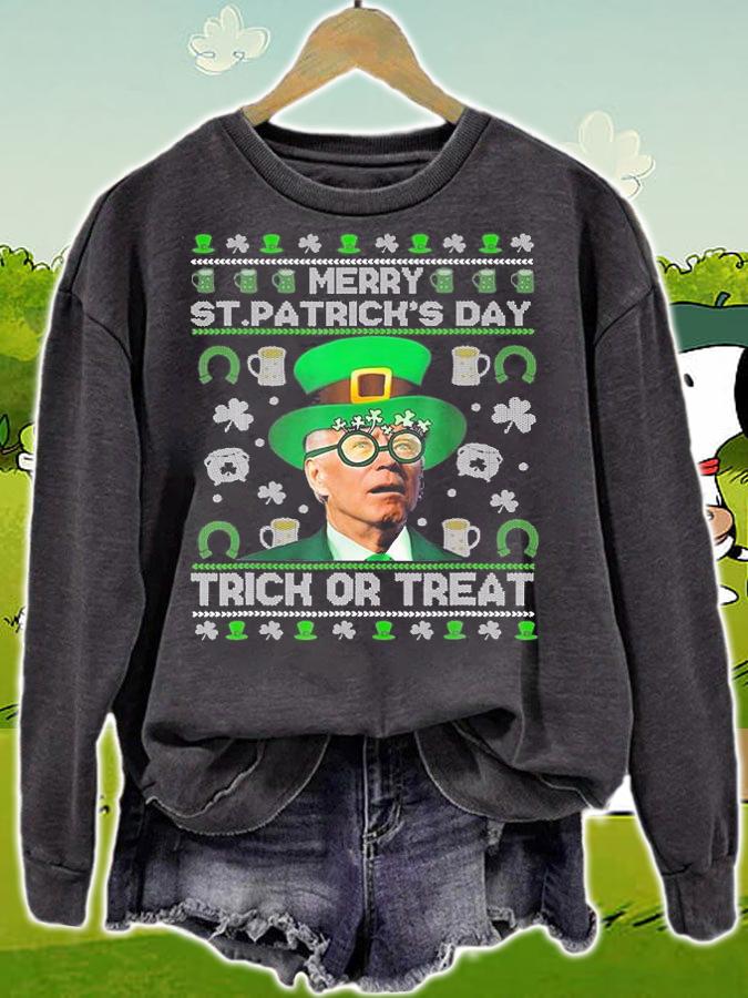 Merry St Patrick's Day Trick Or Treat Biden T-Shirt sweatshirt